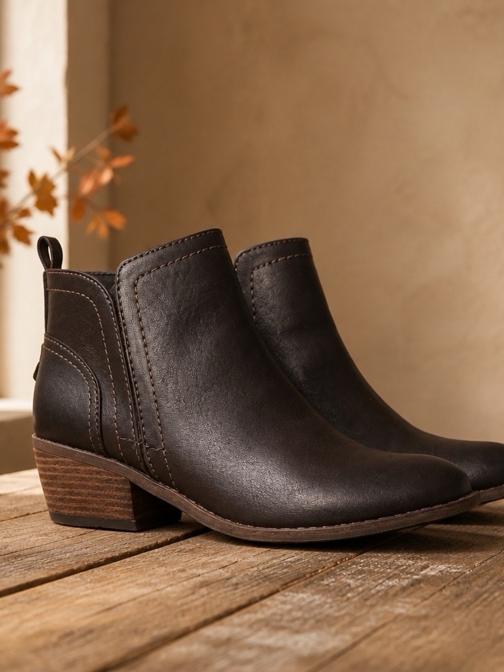 Guess Dark Brown Faux-Leather Ankle Booties